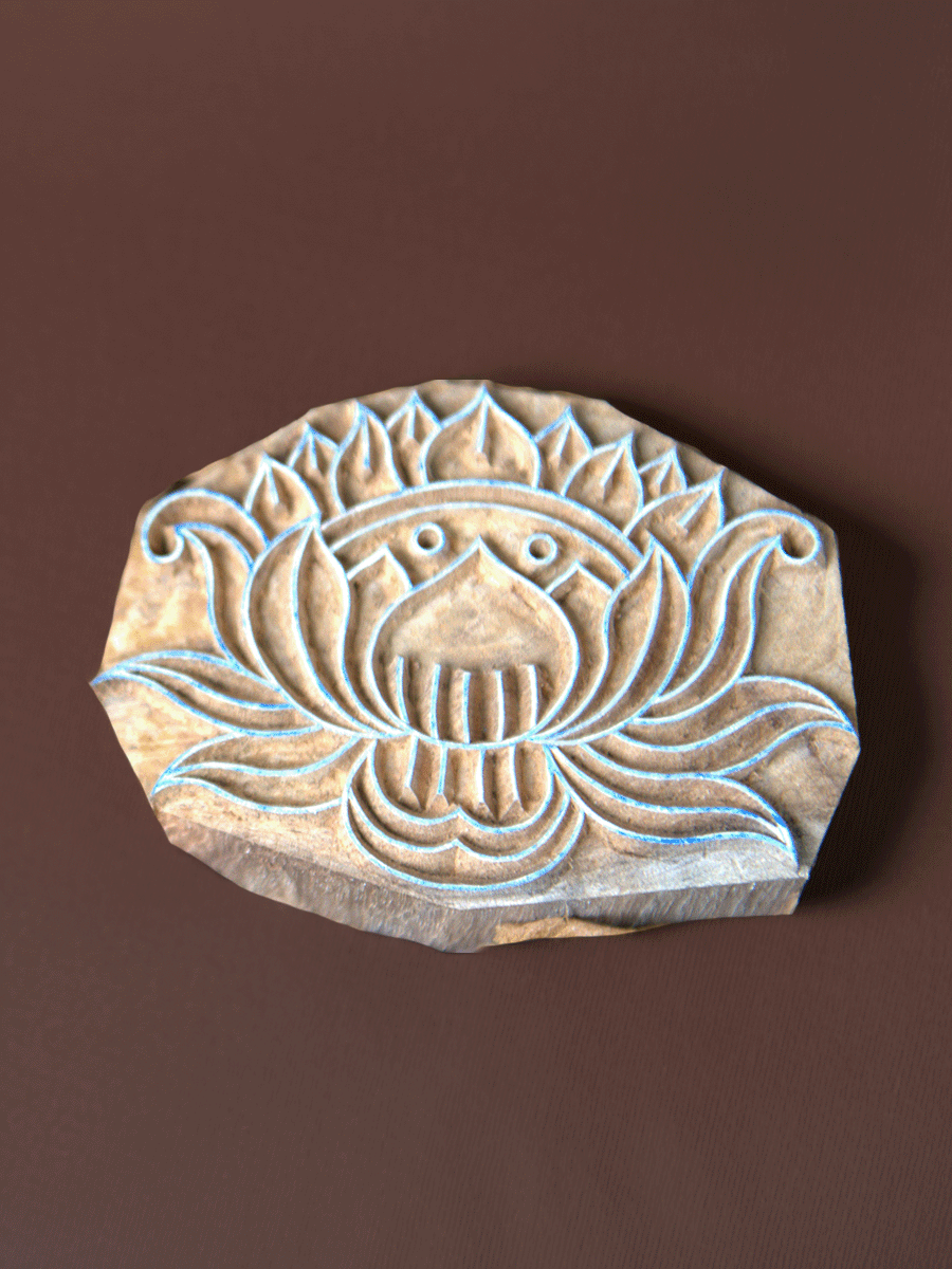 Shop Lotus in Wooden Kalamkari Blocks by K. Gangadhar