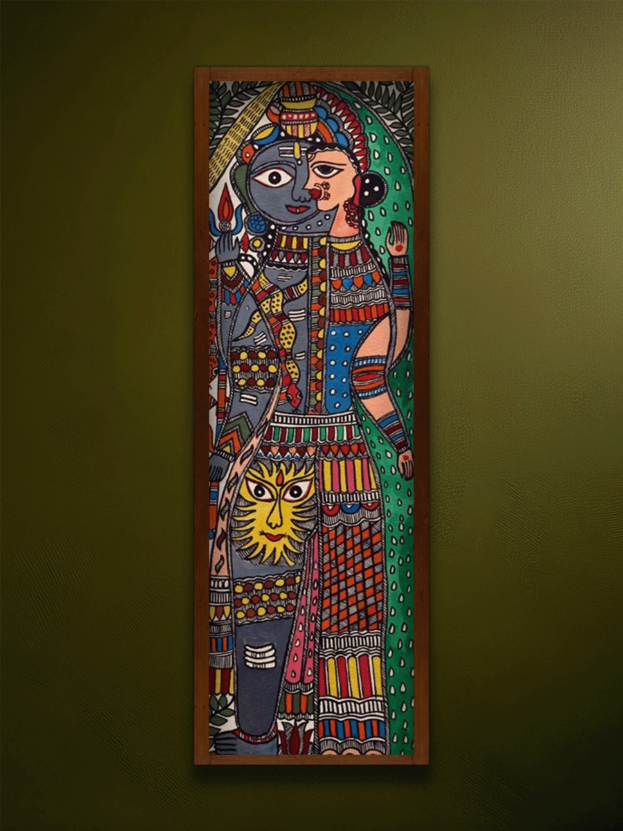 Shop Madhubani Painting of Ardhanareshwar in Vivid Colours by Ambika Devi