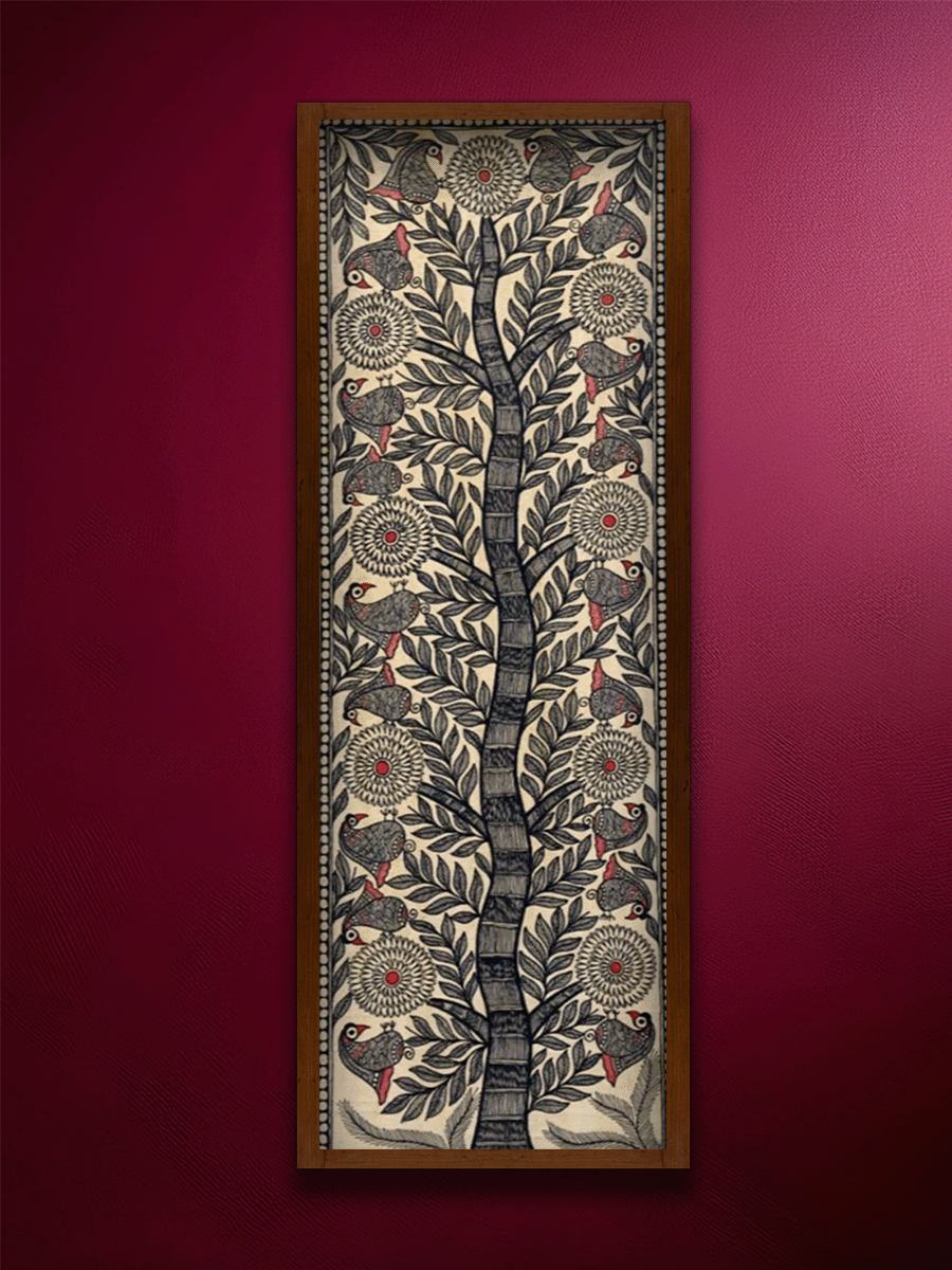 Shop Madhubani Painting of Birds on Branches by Ambika Devi