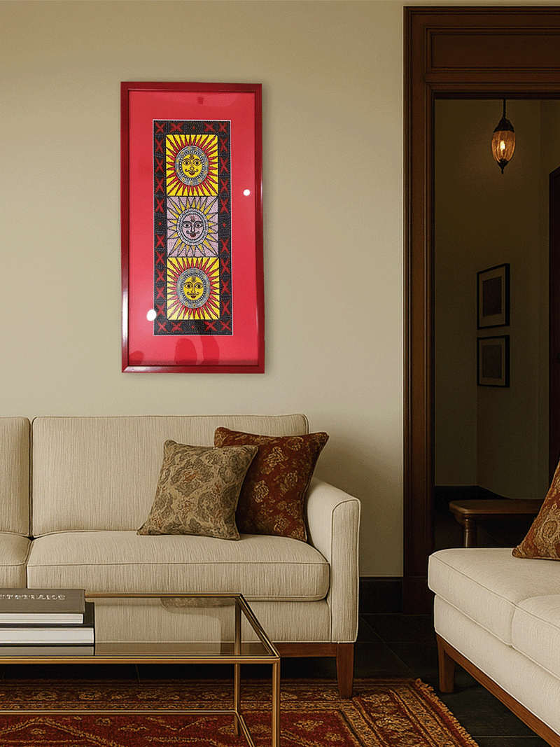 Shop Madhubani & Sujani painting of Lord Surya's Glory