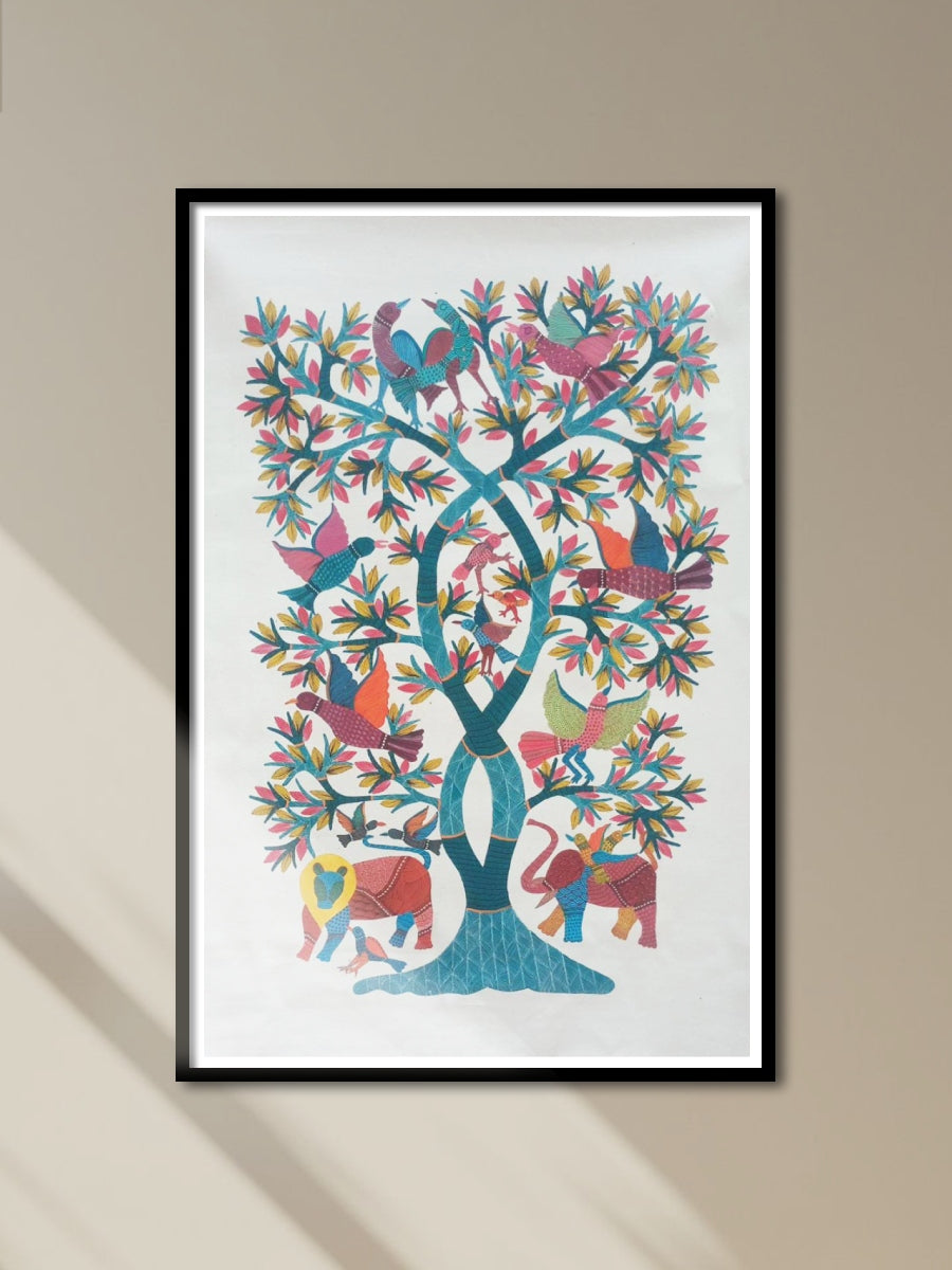 Shop Majestic Tree, Elephant, Lion and Birds in Gond by Kailash Pradhan
