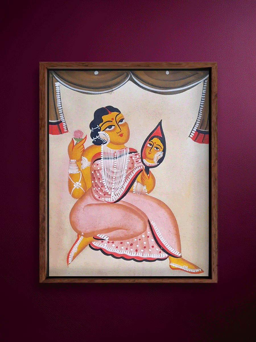 Shop  Mirror of Confidence: Uttam Chitrakar's Kalighat Self-Admiration