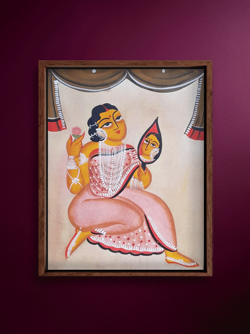 Shop  Mirror of Confidence: Uttam Chitrakar's Kalighat Self-Admiration