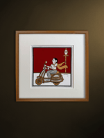 Shop Modern Journey: Women Riding a Scooter in Phad Painting by Kalyan Joshi