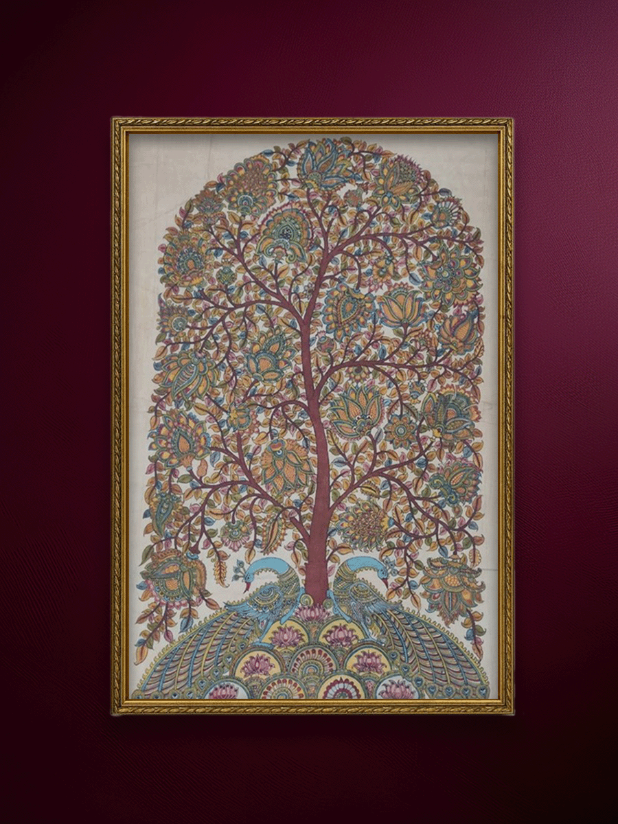 Shop Nature's Abundance: Tree of Life with Peacocks in Kalamkari by Harinath N