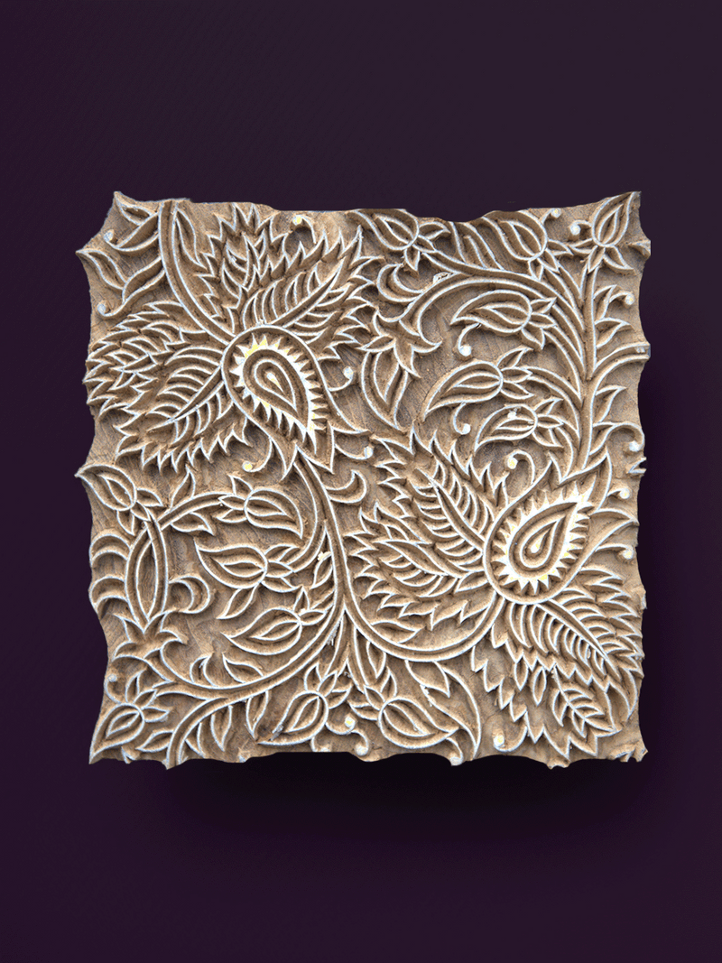 Shop Nature's Beauty: Flowers and Leaves in Wooden Kalamkari Blocks by K. Gangadhar