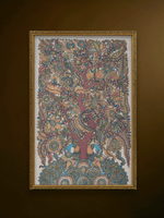 Shop Nature's Enchantments: Tree of Life with Peacocks and Parrots in Kalamkari by Harinath N