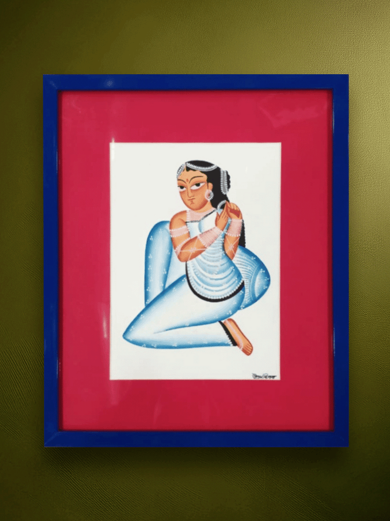 Shop Nayika (Heroine) Playfully Adjusting her luscious Hair in Kalighat by Uttam Chitrakar