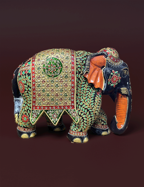 Shop Ornamental Elephant in Kadam Wood Carving by Om Prakash