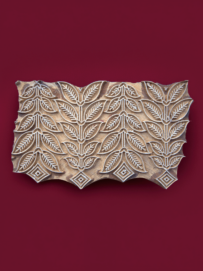 Shop Patterned Leaves and Stems in Wooden Kalamkari Blocks by K. Gangadhar