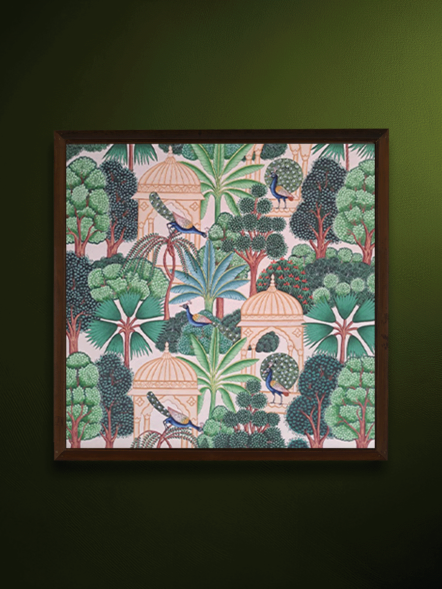 Shop Peacocks amidst the Palace Garden in Pichwai by Shehzaad Ali Sherani
