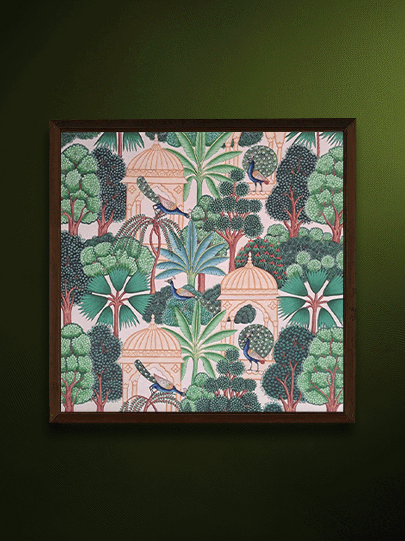 Shop Peacocks amidst the Palace Garden in Pichwai by Shehzaad Ali Sherani