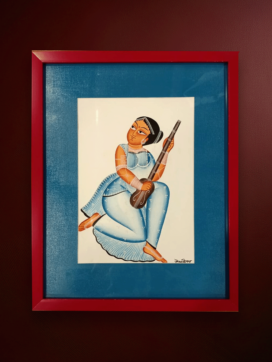 Shop Playing the Tanpura: Nayika (Heroine) in Kalighat by Uttam Chitrakar