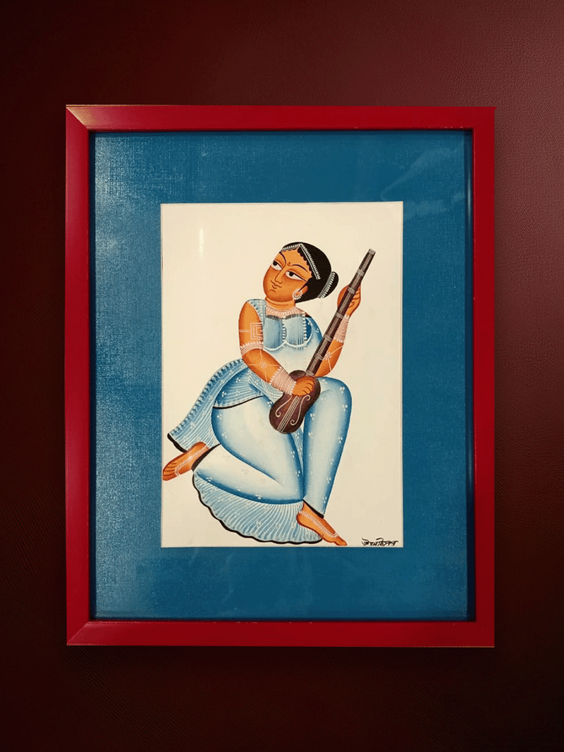 Shop Playing the Tanpura: Nayika (Heroine) in Kalighat by Uttam Chitrakar