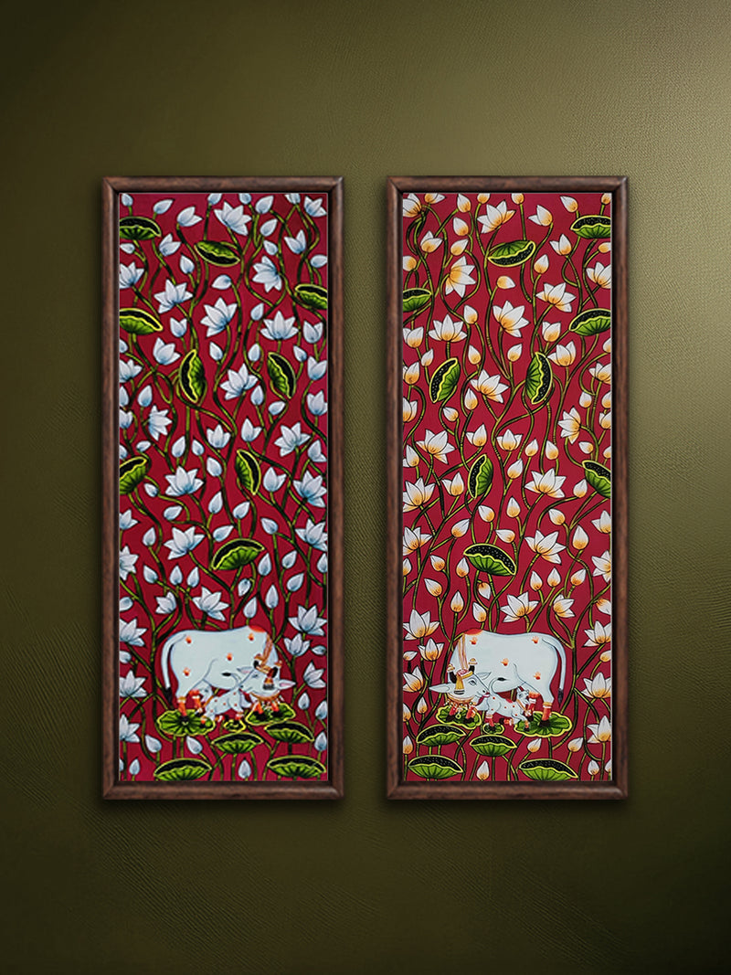 Shop Sacred Companions in Bloom: Cows and Lotuses in Pichwai by Dinesh Soni