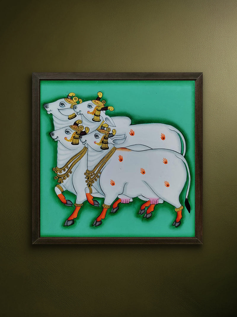 Shop Sacred Cows: Lord Krishna's Companions in Pichwai by Dinesh Soni