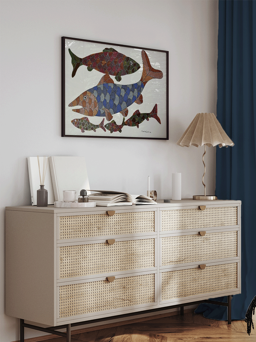 Shop School of Fishes in Gond by Gareeba Singh Tekam