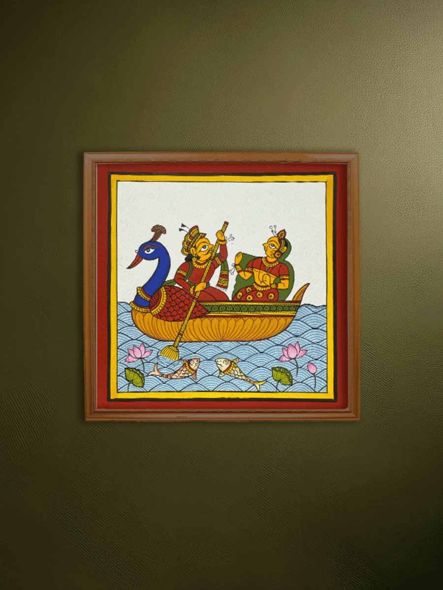 Shop Serene Voyage: Couple on a Boat in Phad by Kalyan Joshi