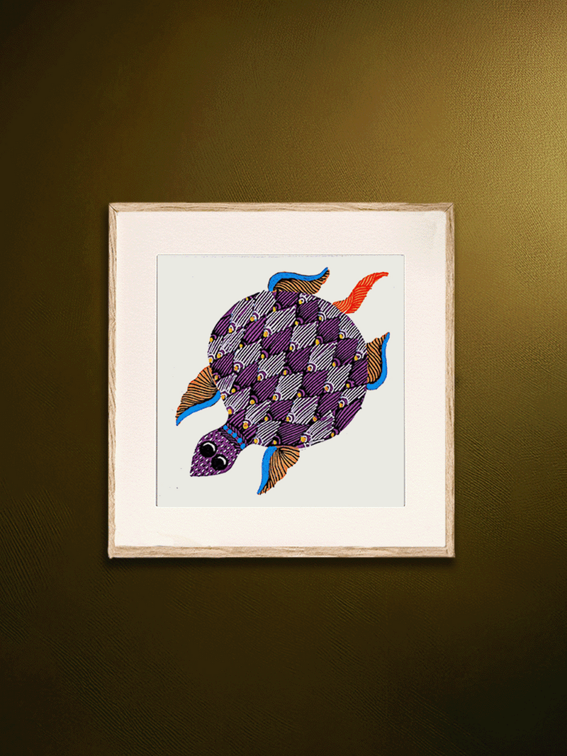 Shop Shelled Wonder: A Turtle in Gond by Kailash Pradhan