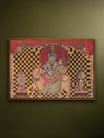 Shop Shiv Parivaar: The Divine Family in Kalamkari by Kanukurthi Guna Sekhar Sai