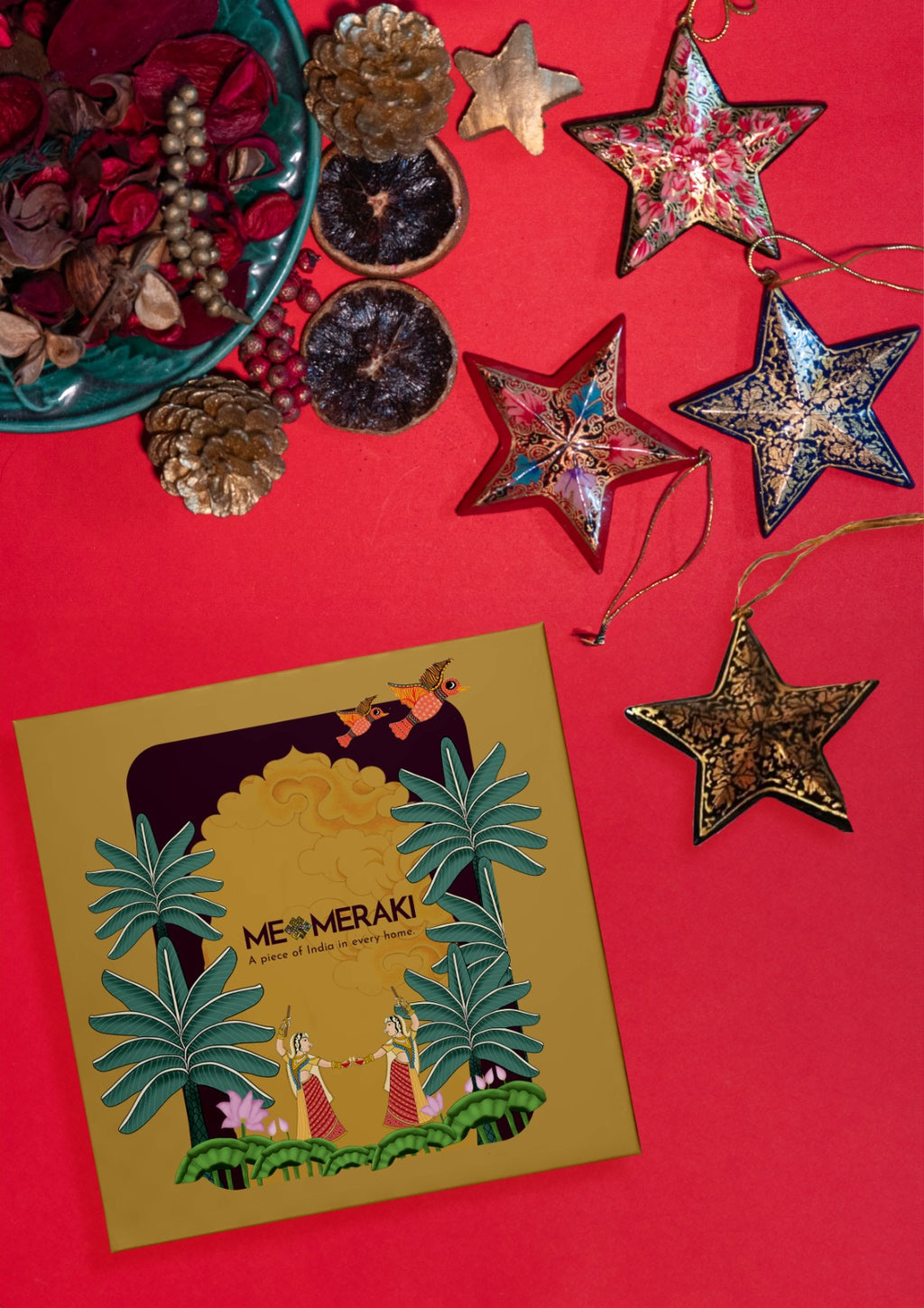 Shop Stars Christmas decor set of 4 with box in Paper Mache by Riyaz Khan