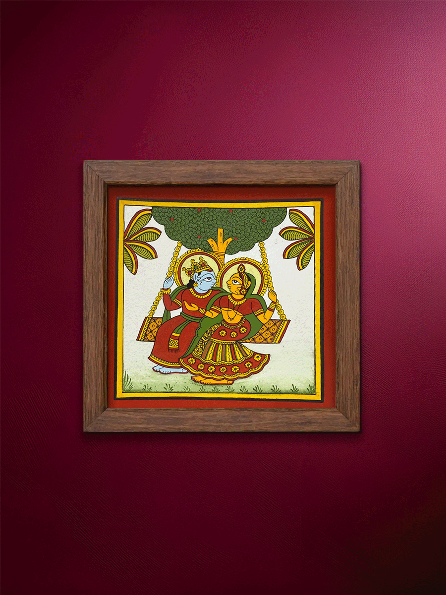 Shop Swing of Divine Love: Lord Krishna and Radha in Phad by Kalyan Joshi