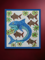 Shop The Aquatic Tales: Shark and Fish in Bhil Painting by Shersingh Bhabor