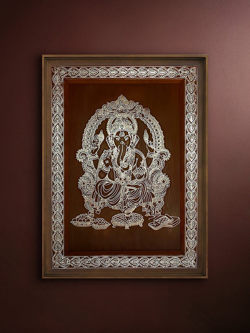 Shop The Celestial Protector: Lord Ganesha in Tarkashi Inlay by Gaurav Shakya