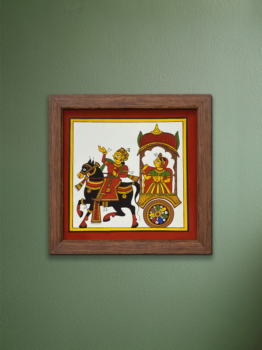 Shop The Chariot Ride: Charioteer and Princess in Phad Painting by Kalyan Joshi