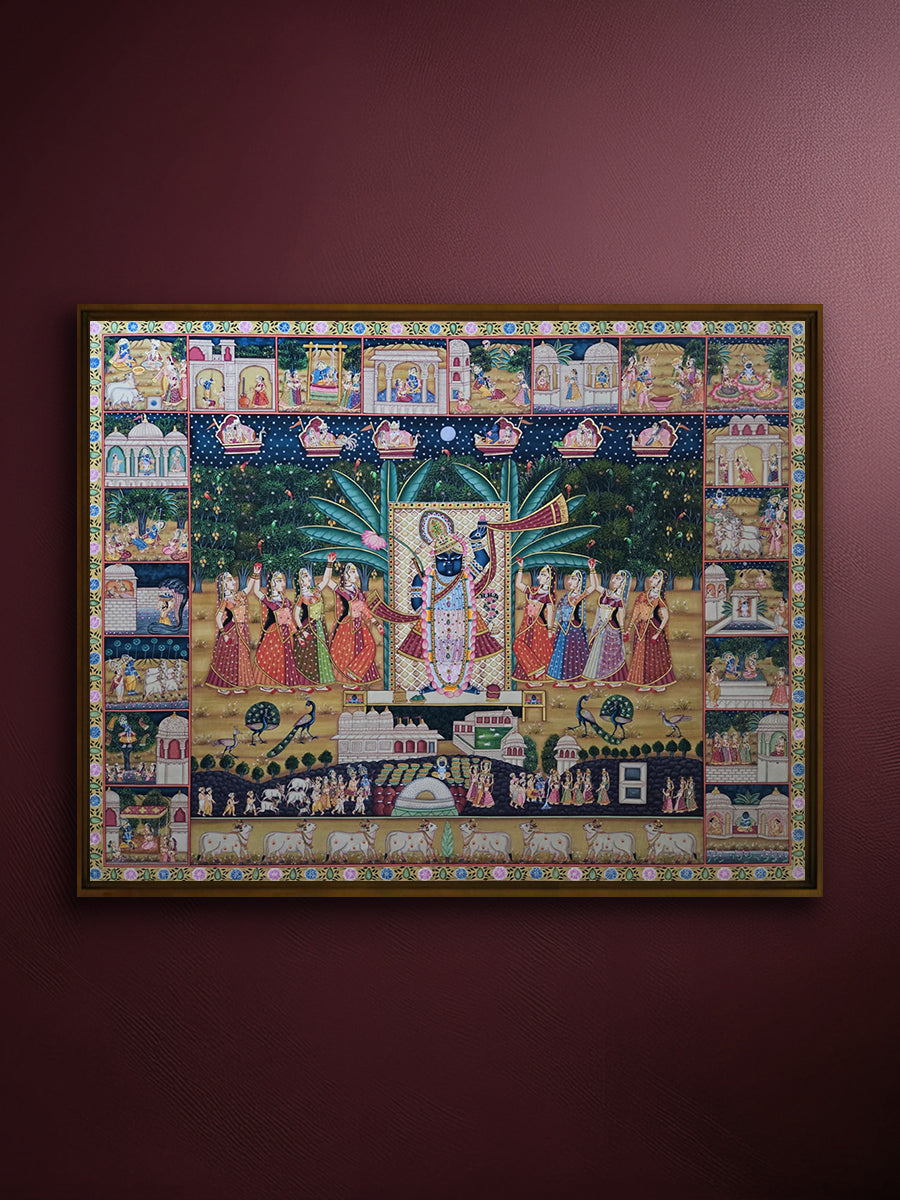 Shop The Dance of Devotion: Sharad Purnima in Pichwai by Shehzaad Ali Sherani