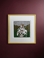 Shop The Divine Cowherd: Lord Krishna with Sacred Cow in Phad Painting by Kalyan Joshi