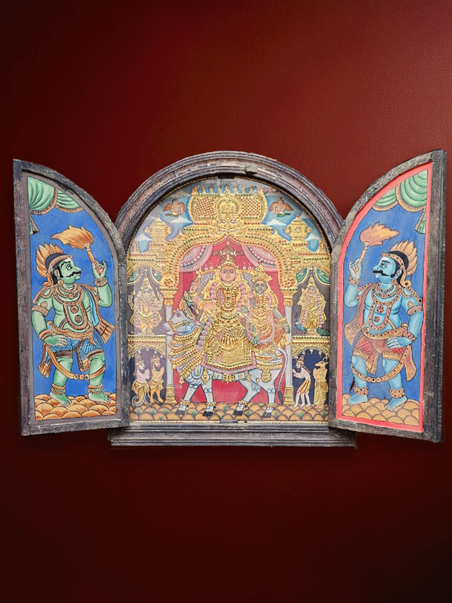 Shop The Divine Family: Lord Shiva's Blessings in Tanjore art by Sheratone Antique Arts