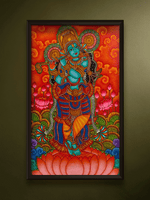 Shop The Divine Flautist: Lord Krishna in Kerala Mural by Adarsh