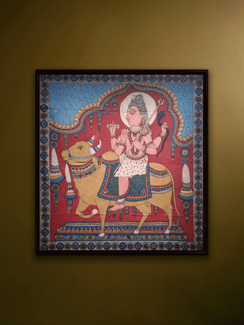 Shop The Divine Ride: Shiva with Nandi in Kalamkari by Siva Reddy