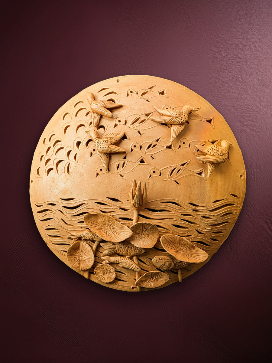 Shop The Earthy Pond: Ripples, Leaves and Wings in Teracotta by Dolon Kundu
