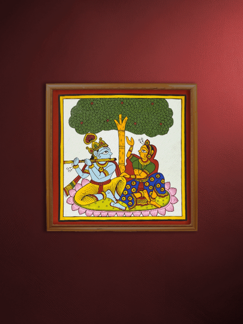 Shop The Eternal Lovers: Lord Krishna and Radha in Phad by Kalyan Joshi