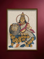 Shop The Fierce Goddess: Durga Simhavahini in Kalamkari by Kanukurthi Guna Sekhar Sai