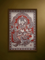 Shop The Goddess of Wisdom: Sarasvati in Red Kalamkari by Siva Reddy