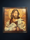 Shop The Good Shepherd: Jesus in Rosewood Inlay by Mohan Kumar