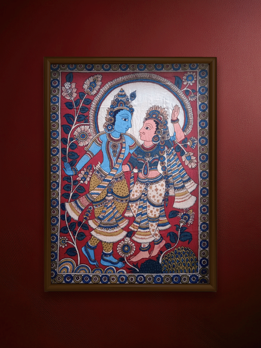 Shop The Graceful Symphony: Radha Krishna in Kalamkari by Siva Reddy
