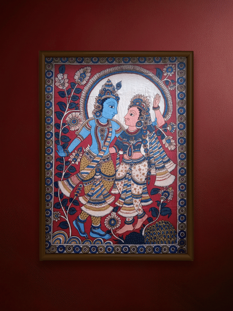 Shop The Graceful Symphony: Radha Krishna in Kalamkari by Siva Reddy