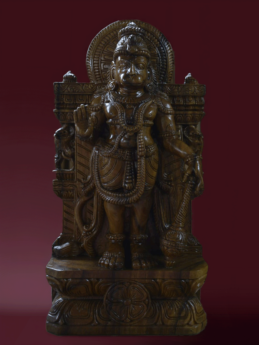 Shop The Great Devotee: Lord Hanuman, The Monkey God in Wood Carving by Shrinivasan