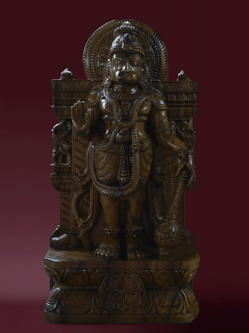 Shop The Great Devotee: Lord Hanuman, The Monkey God in Wood Carving by Shrinivasan