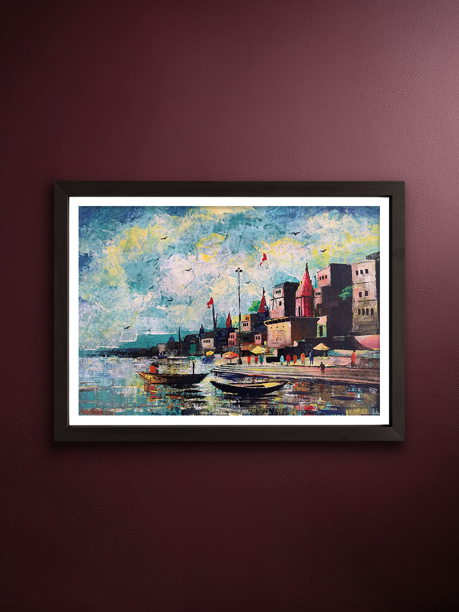 Shop The Land of Spirituality: Varanasi Ghat in Acrylic by Ashish Kumar Mishra