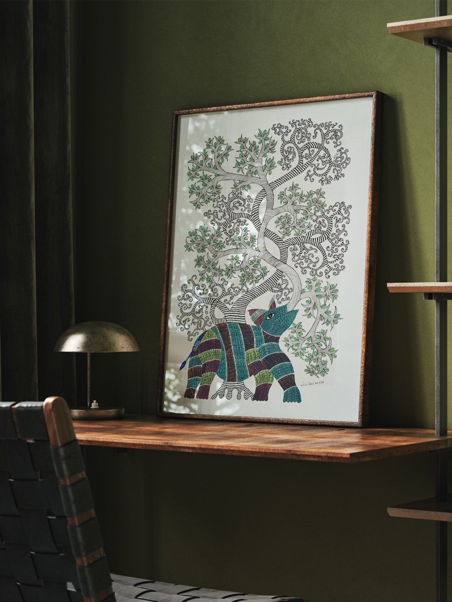 Shop The Majestic Beast in Gond by Saroj Venkat Shyam