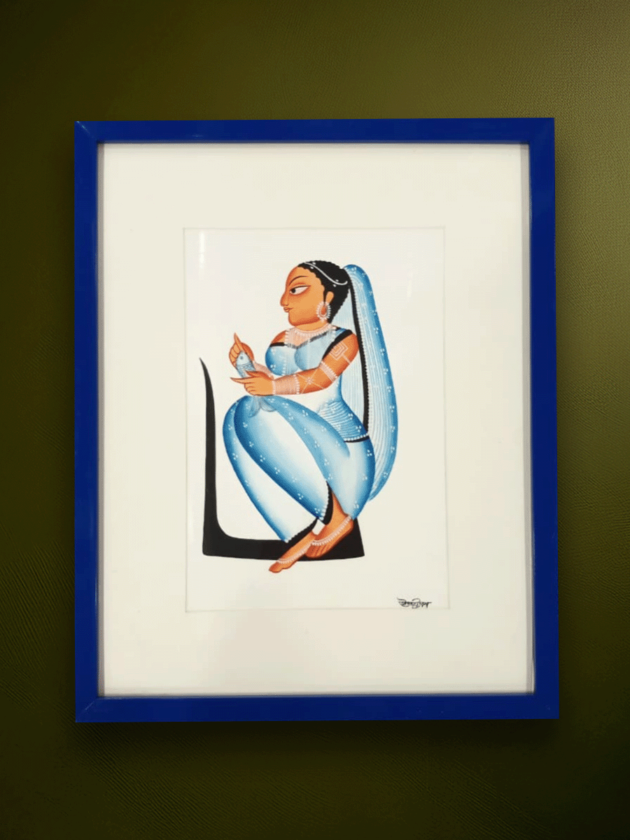 Shop The Mirror Admiration: Nayika (Heroine) in Kalighat by Uttam Chitrakar
