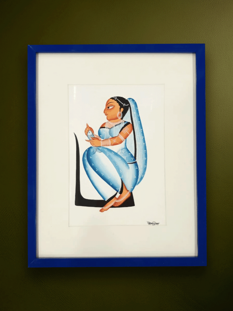 Shop The Mirror Admiration: Nayika (Heroine) in Kalighat by Uttam Chitrakar