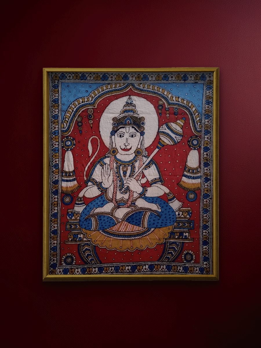 Shop The Monkey God: Lord Hanuman in Kalamkari by Siva Reddy