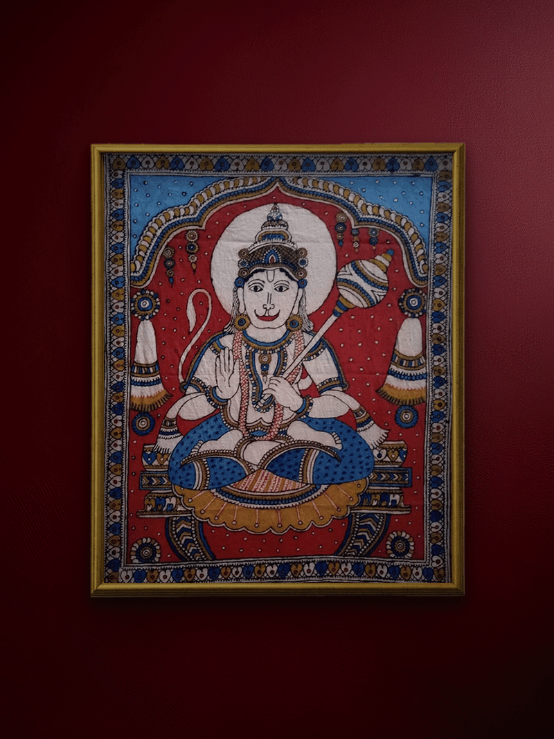 Shop The Monkey God: Lord Hanuman in Kalamkari by Siva Reddy