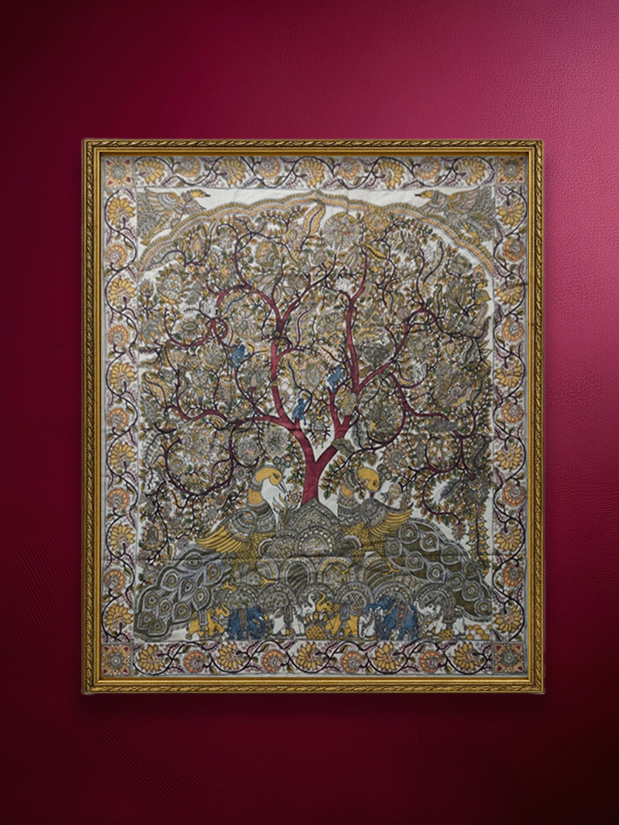 Shop The Natural Bounty: Tree of Life with Flora and Fauna in Kalamkari by Harinath N. 